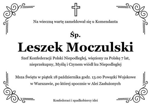 Zmarł L.Moczulski.